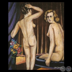 EN EL BAÑO, c.1965 - Óleo de IGNACIO NÚÑEZ SOLER